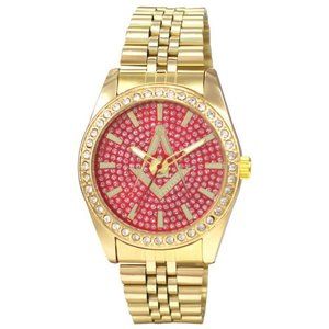 42mm Montres Carlo Men's Luxury Metal Band Stones Dress Gold Red Women Watch